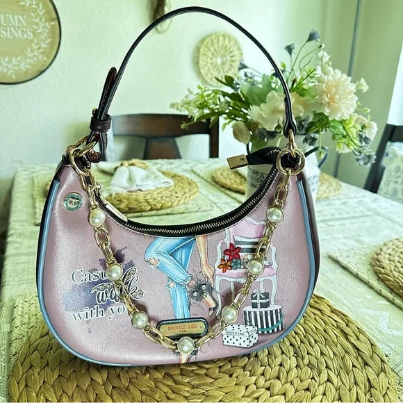 Nicole Lee Pink and Blue Shoulder Bag - Picture 8 of 8